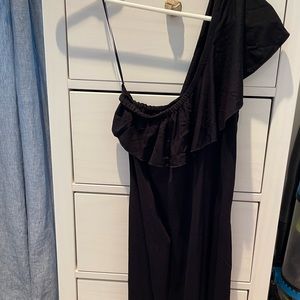 Black ruffle one shoulder dress